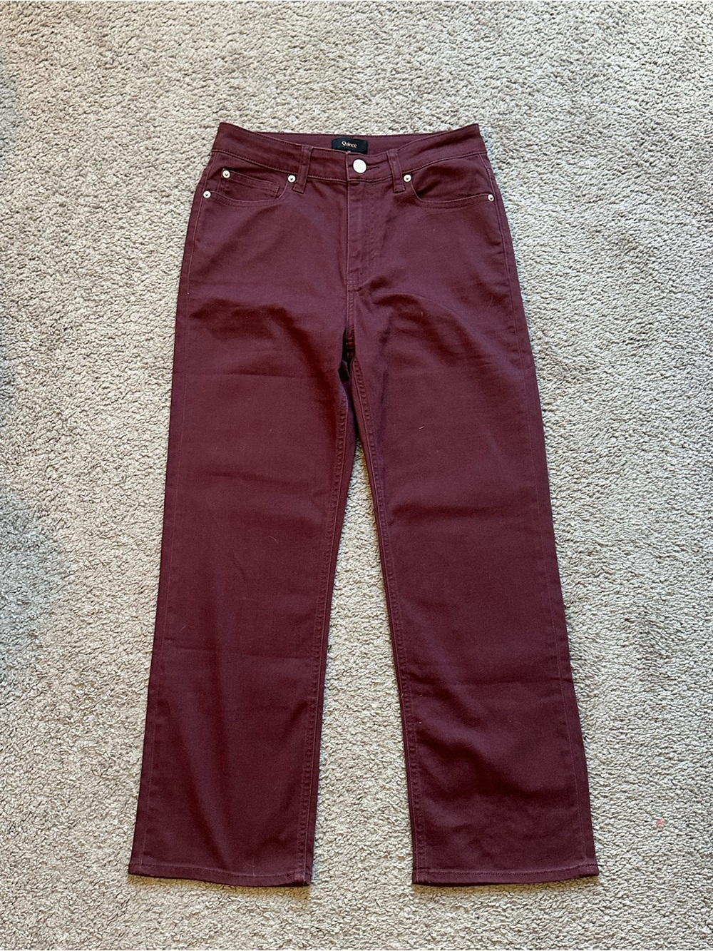 Quince Women’s Bella Stretch Straight Jeans Burgundy Wine 28 - Picture 2 of 8